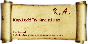 Kapitán Aniziusz névjegykártya